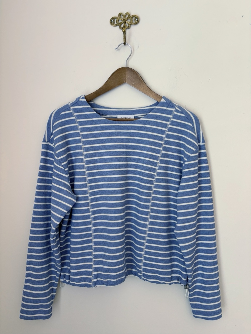 Evereve Blue Striped Baylin Sweatshirt Small NEW NWT